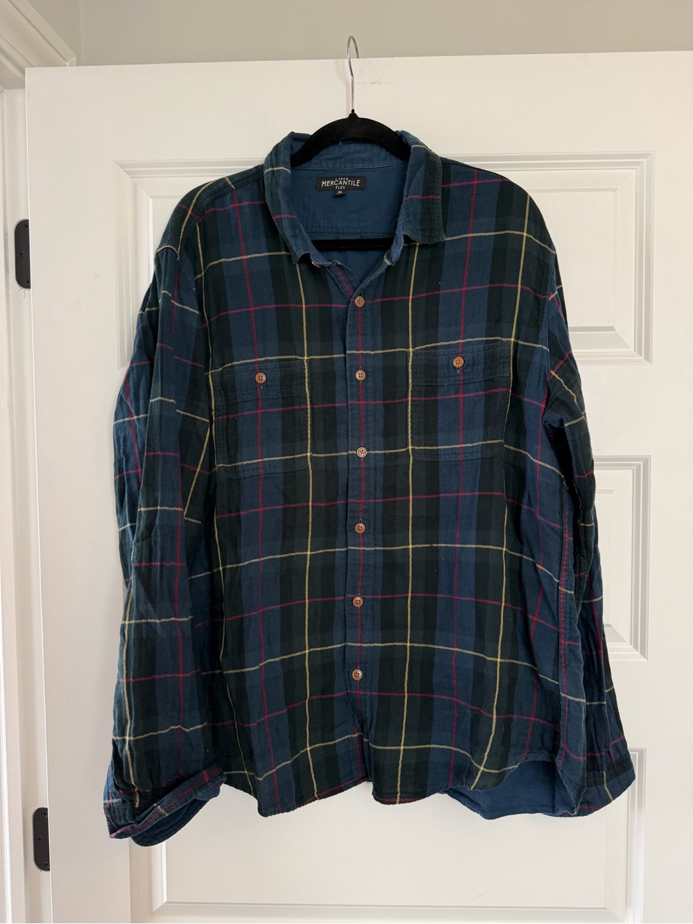 J.Crew Brushed Flannel/Cotton Button Front Plaid Shirt